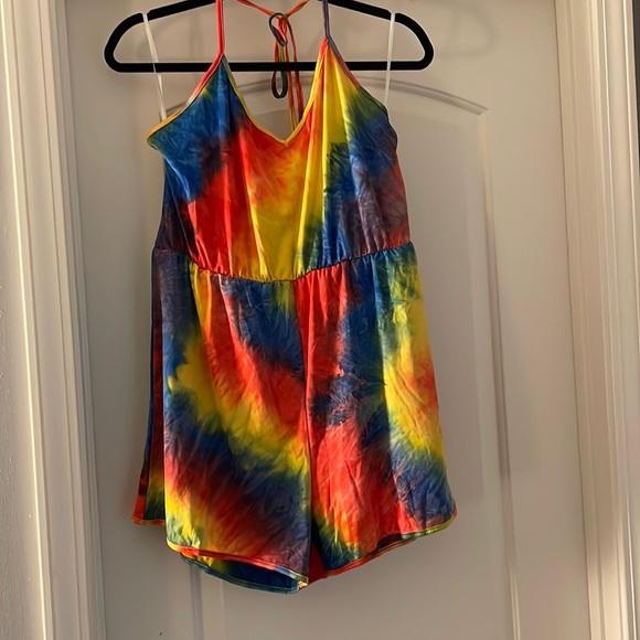 SHEIN Pants - Halter tie rainbow romper by SHEIN curve in 1XL. Stretchy, cute, and comfy!